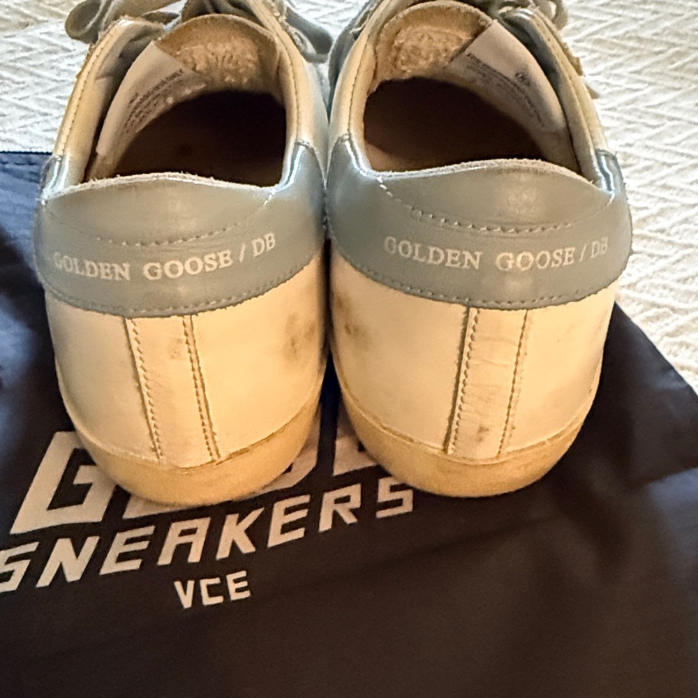 Golden Goose White Leather Sneakers with Gray Accents - Picture 2 of 4
